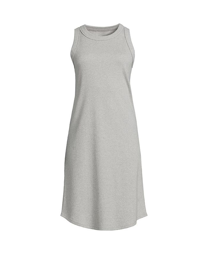 Lands End Plus Size Cotton Rib Sleeveless Midi Tank Dress Macy s