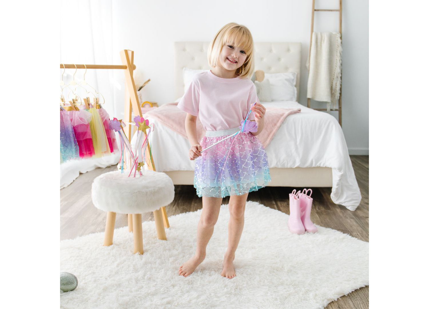Little and Big Girls Sparkling Mermaid Tutu Skirt