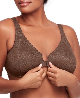 Women's Full Figure Plus Size Wonderwire Front Close Stretch Lace Bra 9245