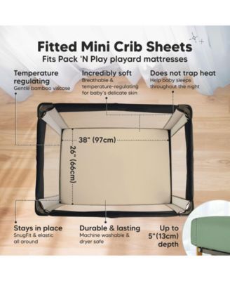 2-Pack Mini Crib Sheets, Pack and Play Sheets Fitted, Pack N Play Sheets, Organic Fitted Crib Sheet Cover