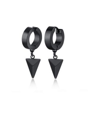 Stainless Steel Triangle Charm Huggie Hoop Earrings