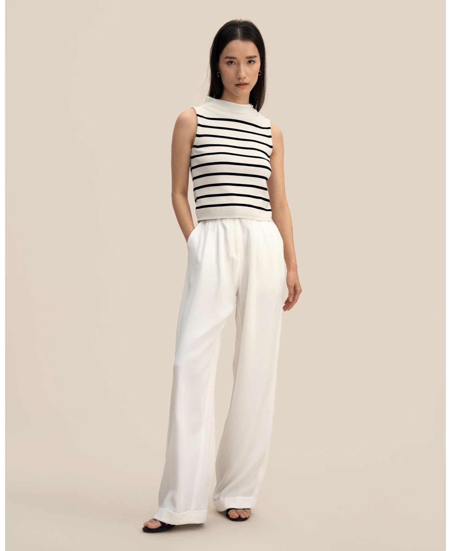Женский свитер LILYSILK Cropped Spun Silk Strip Sweater Top — фото 3