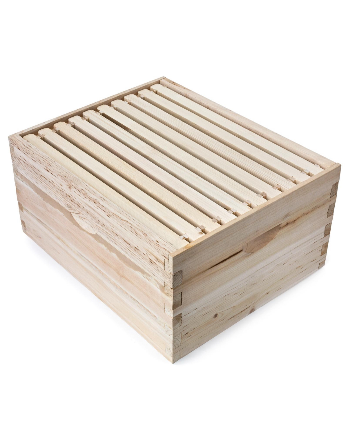 Beehive 10 Frame Kit Super Box and 10 Deep Frames with Foundations for Langstroth Beekeeping - Fir wood
