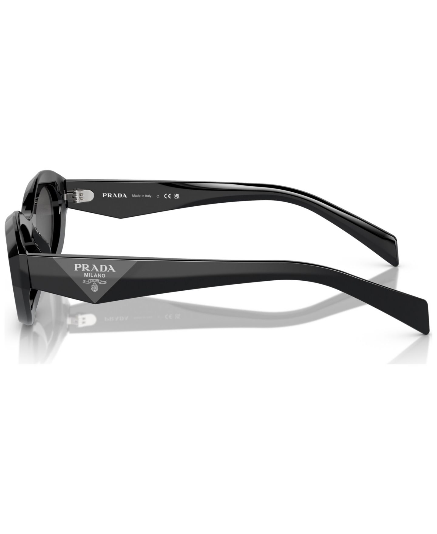 Женские солнцезащитные очки PRADA Irregular Low Bridge Sunglasses, PR 26ZSF, цвет: Чёрный — фото 3