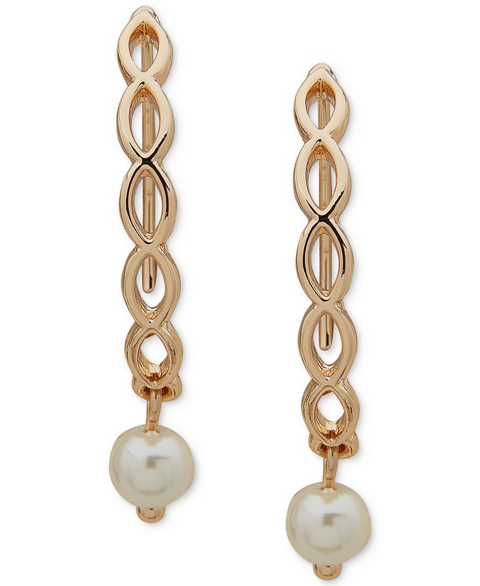 Anne Klein GoldTone Imitation Pearl Threader Linear Earrings Macy's