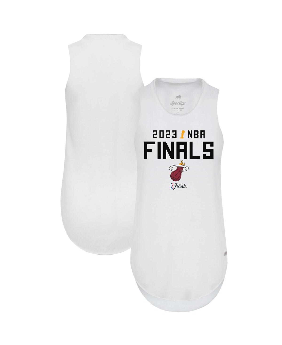 Shop Sportiqe Women's  White Miami Heat 2023 Nba Finals Janie Tri-blend Tank Top
