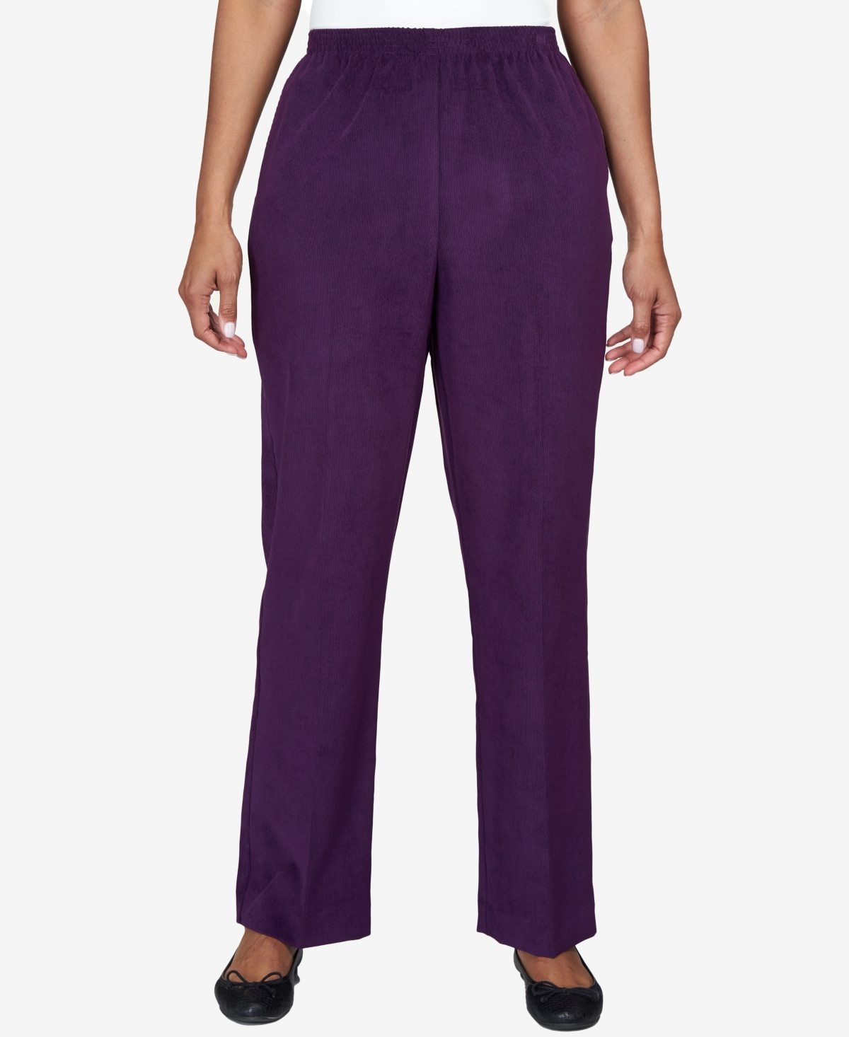 Shop Alfred Dunner Women's Classics Stretch Waist Corduroy Average Length Pants In Amethyst