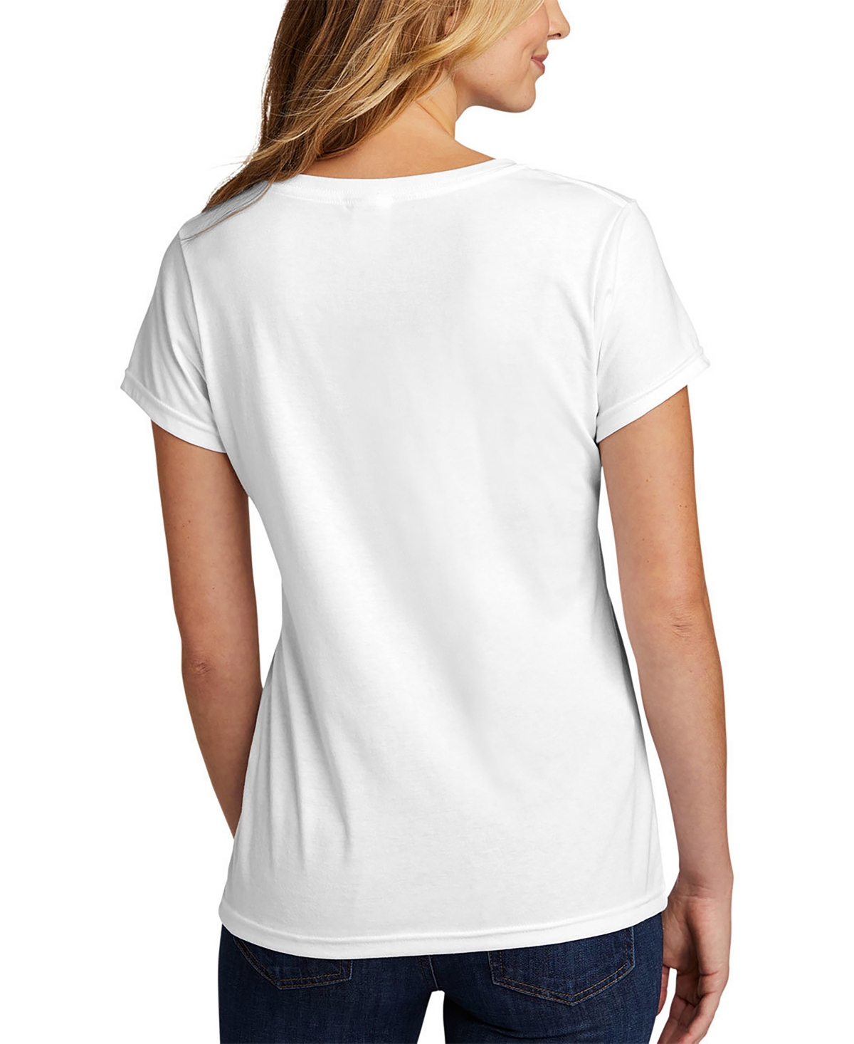 La Pop Art Women's July 4th Heart Word Art V-neck T-shirt