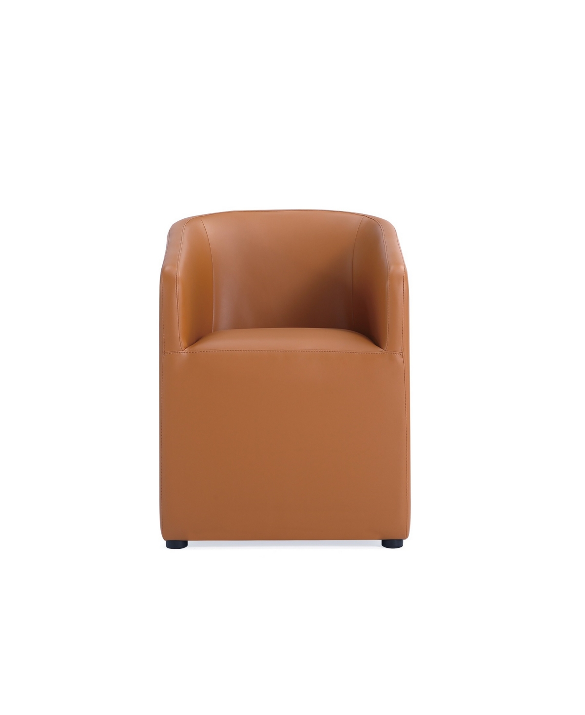 Manhattan Comfort Anna 23.23" L Faux Leather Upholstered Round Dining Armchair In Saddle