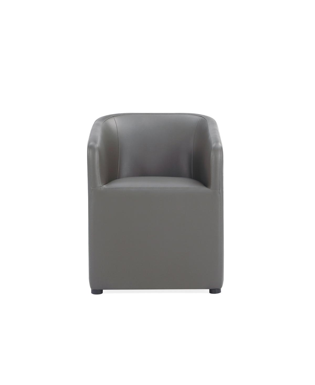 Manhattan Comfort Anna 23.23" L Faux Leather Upholstered Round Dining Armchair In Pewter