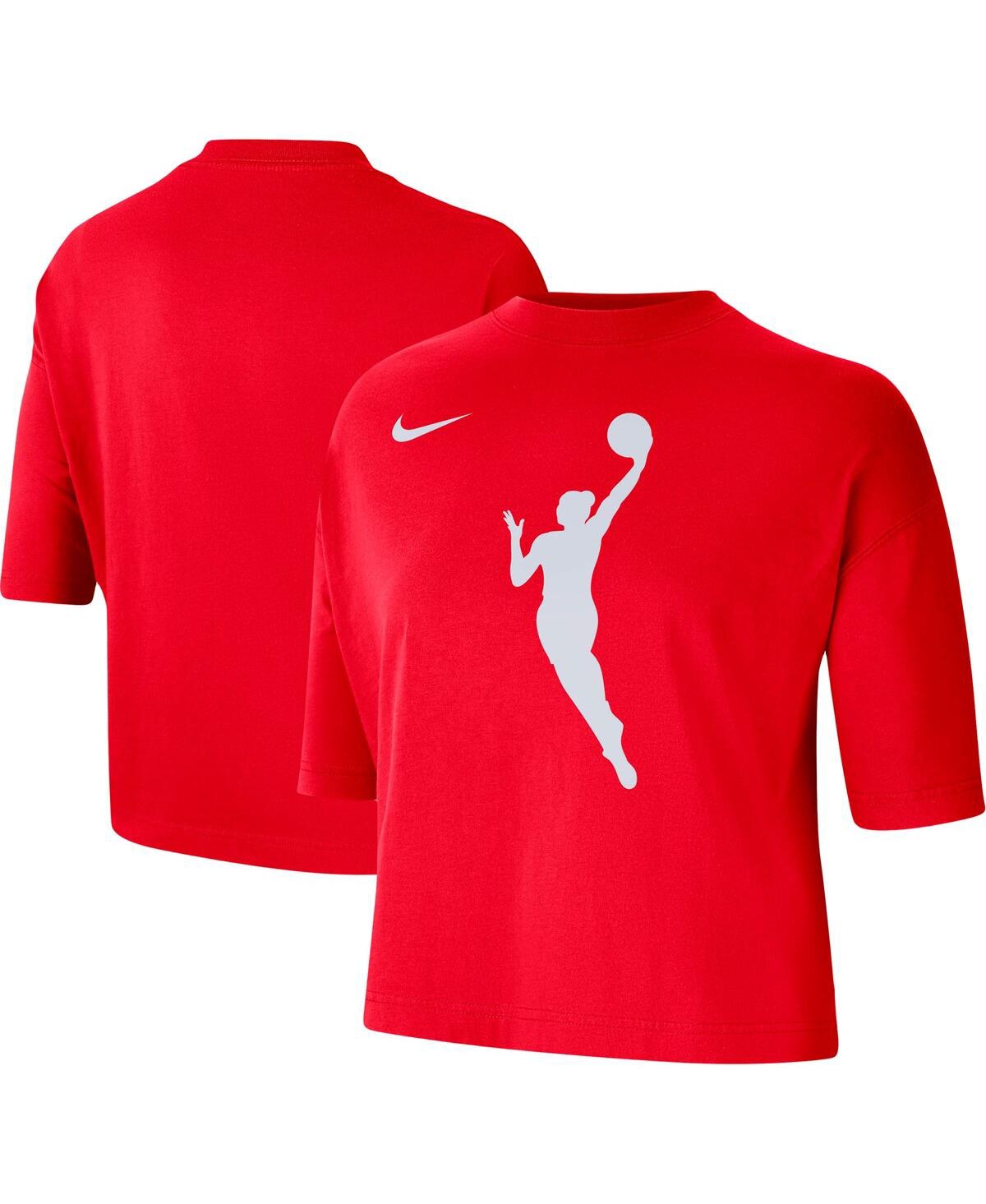 NIKE WOMEN'S NIKE RED WNBA LOGOWOMAN TEAM 13 CROPPED BOXY T-SHIRT