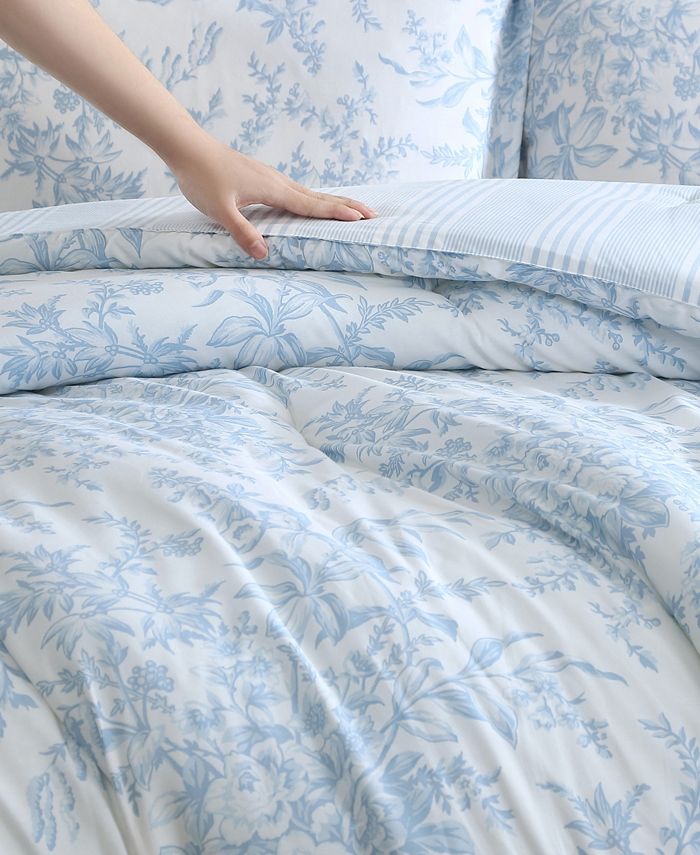 Laura Ashley Bedford Cotton Reversible 2 Piece Comforter Set, Twin - Macy's
