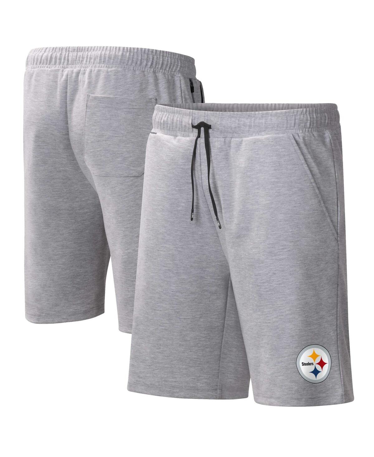Msx By Michael Strahan Men's  Heather Gray Pittsburgh Steelers Trainer Shorts