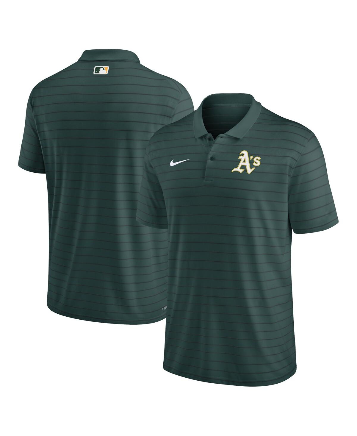 Nike Men's  Green Oakland Athletics Authentic Collection Victory Striped Performance Polo Shirt