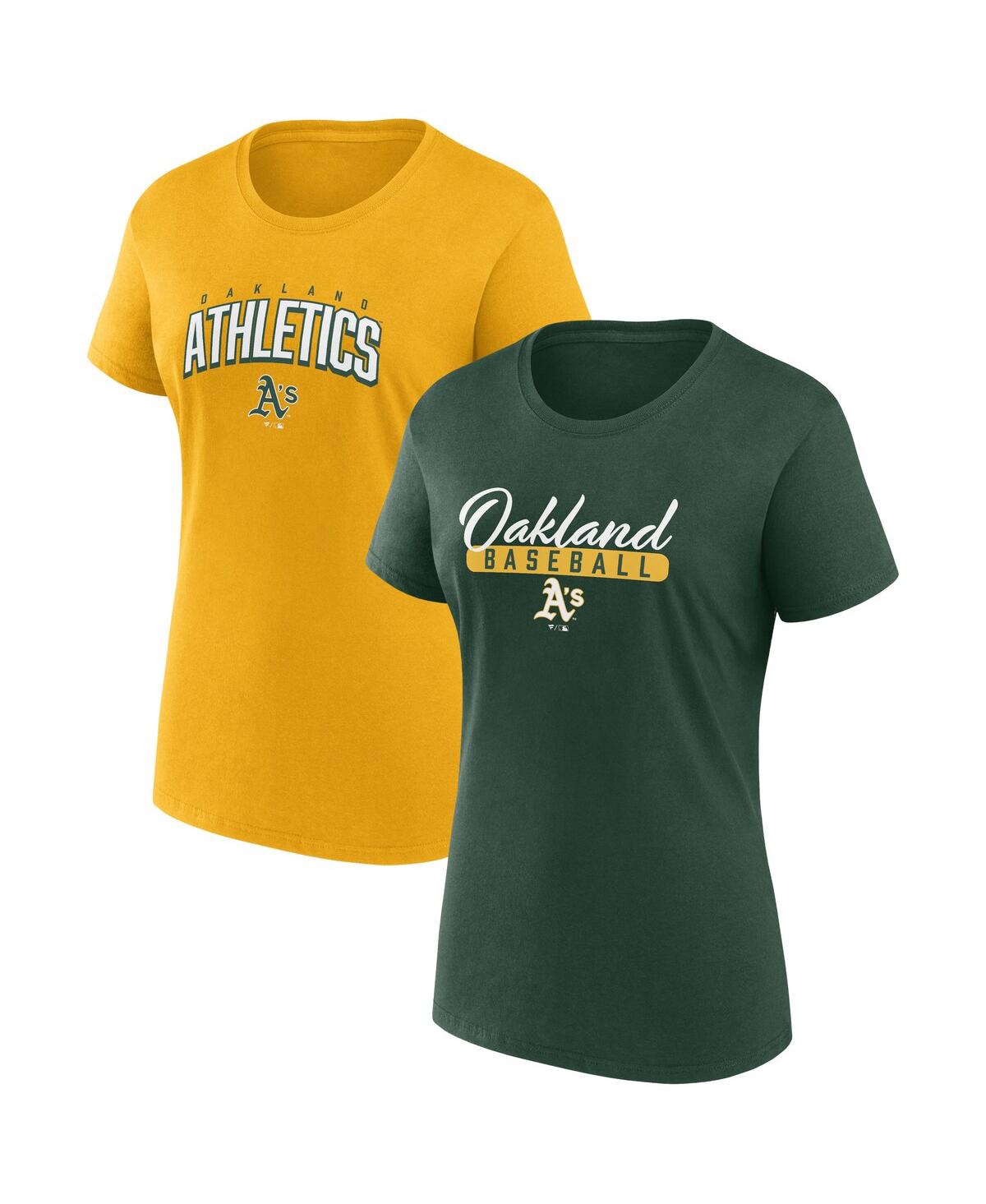 Fanatics Women's  Green, Gold Oakland Athletics Fan T-shirt Combo Set In Green,gold