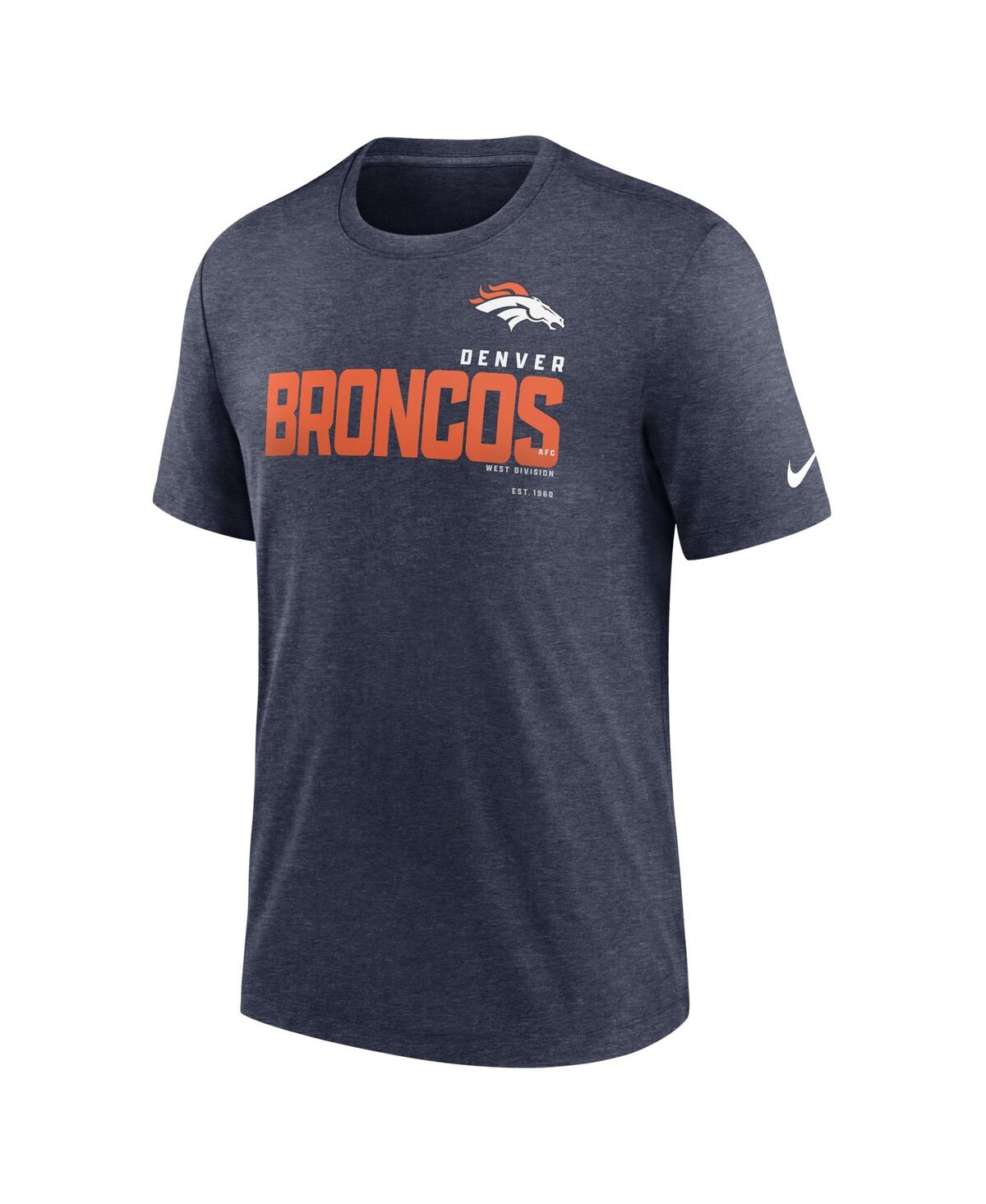 Shop Nike Men's  Heather Navy Denver Broncos Team Tri-blend T-shirt