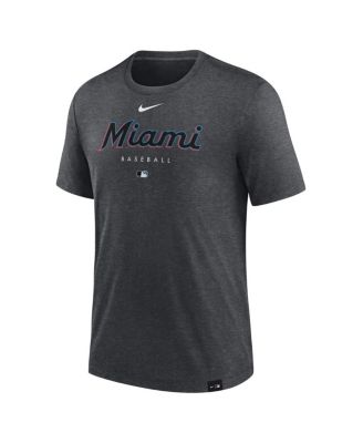 Men's Heather Charcoal Miami Marlins Authentic Collection Early Work Tri-Blend Performance T-shirt