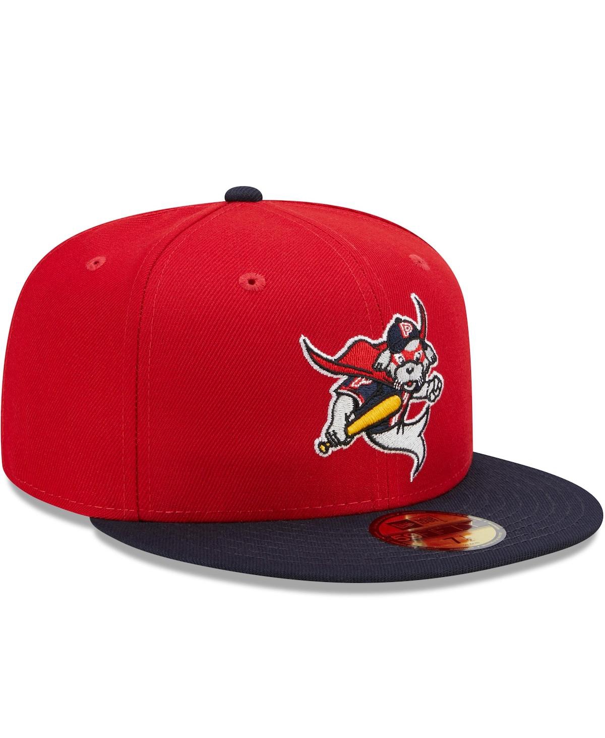 New Era Men's  Red, Navy Portland Sea Dogs Marvel X Minor League 59fifty Fitted Hat In Red,navy