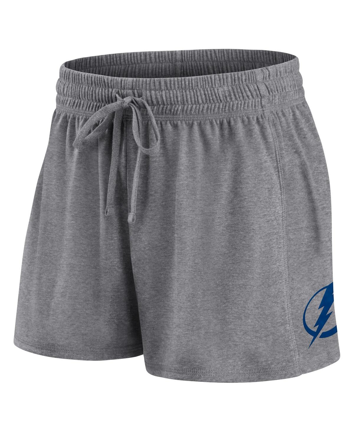 Fanatics Women's  Blue, Gray Tampa Bay Lightning Script T-shirt And Shorts Set In Blue,gray