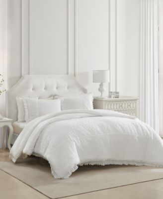 Eyelet Ruffle Microfiber 3 Piece Comforter Set, Full/Queen