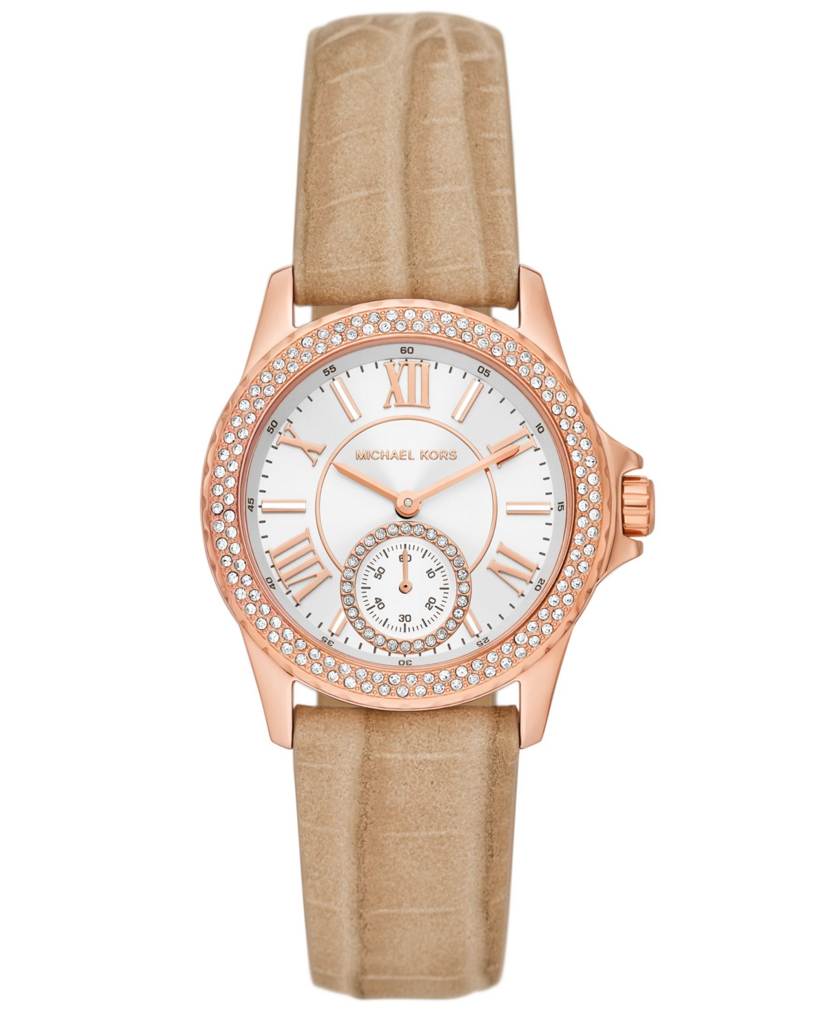 Michael Kors Women's Mini Everest Quartz Three-hand Luggage Suede Leather Watch 33mm In Luggage