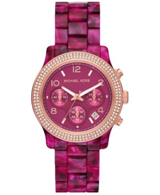 Michael Kors Women s Runway Quartz Chronograph Fuchsia Acetate Watch 38mm Macy s