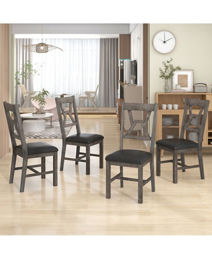 Simplie Fun MidCentury 5Piece Dining Table Set, Round Table with