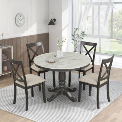 Solid Wood Dining Set for 4