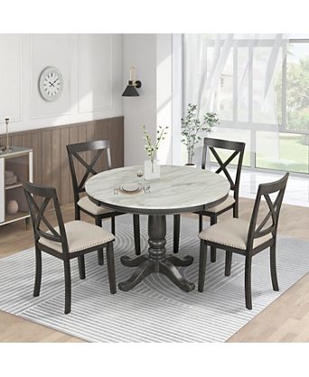 Solid Wood Dining Set for 4