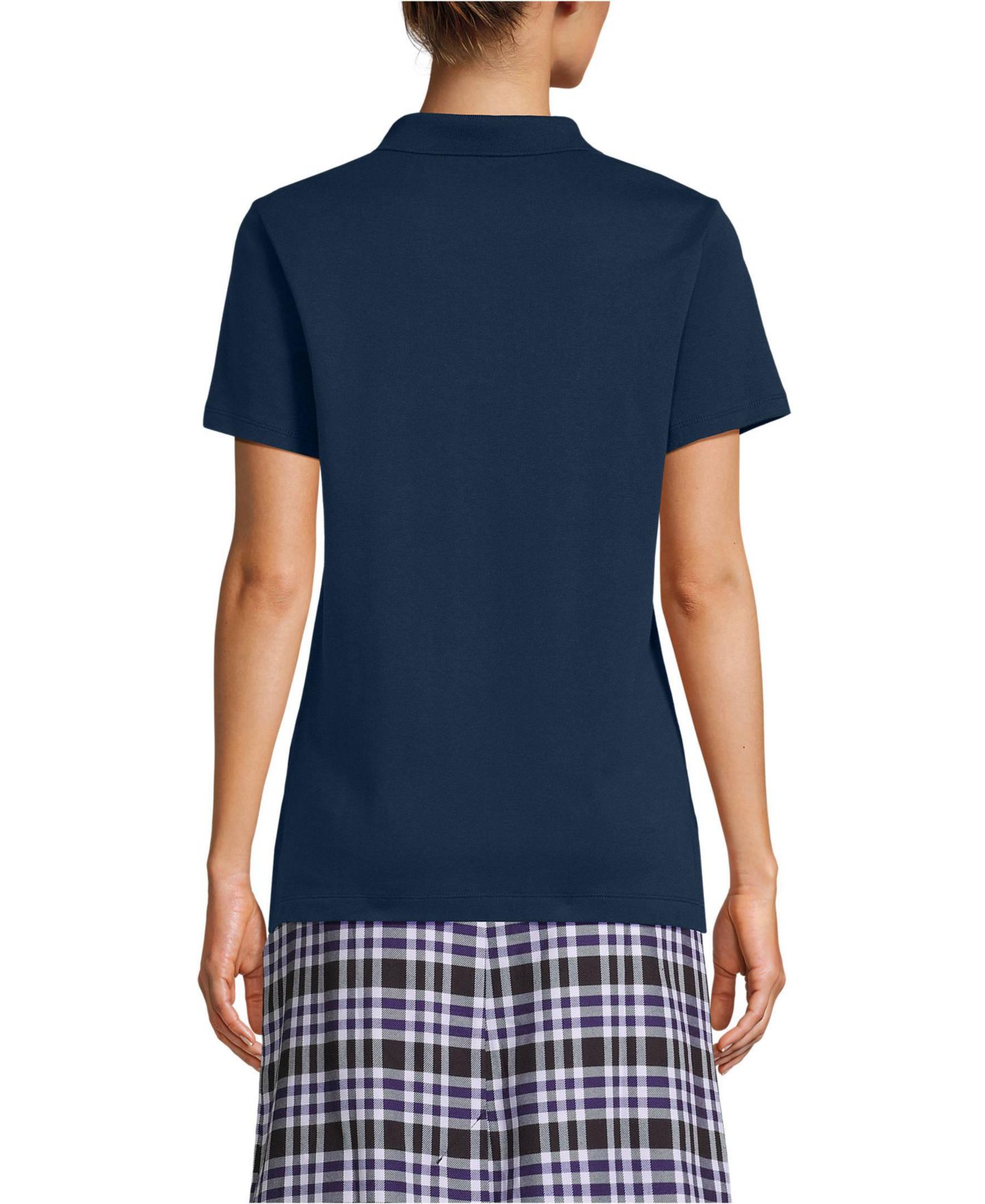 Женское поло Lands' End Short Sleeve Feminine Fit Interlock Polo, цвет: Тёмно-синий — фото 3
