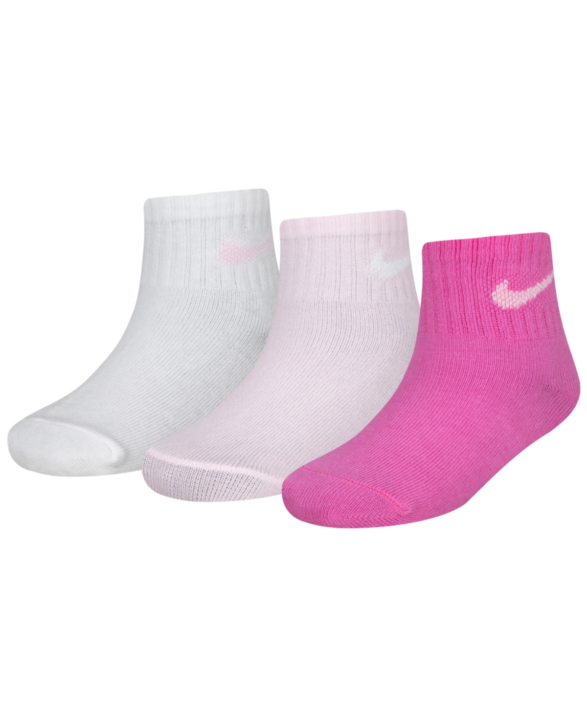 Nike Baby Boys Or Baby Girls Core Ankle Gripper Socks, Pack Of 3 In Med Pink