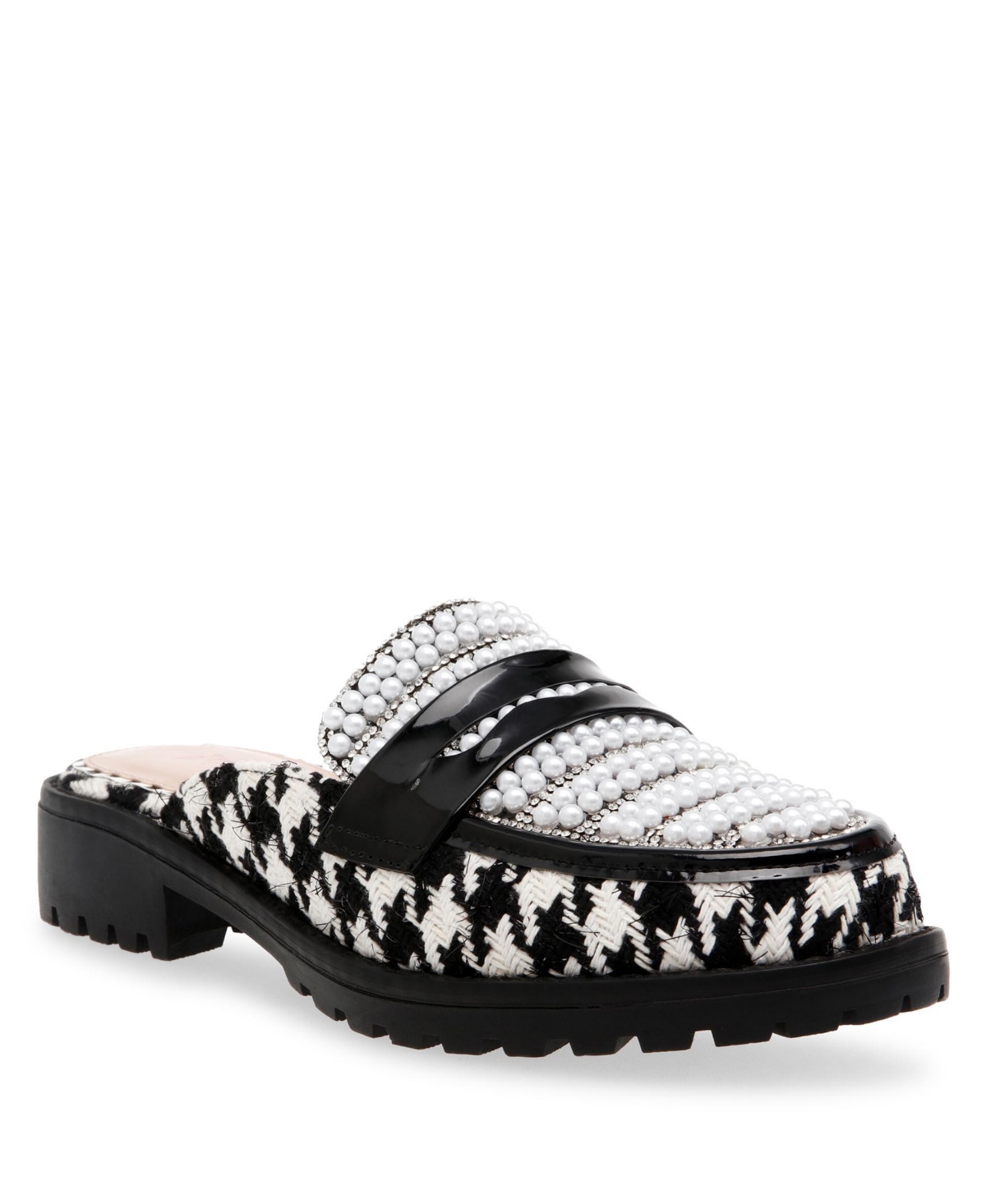Women's Ronin Plaid and Rhinestone Embellished Mule Loafer - Houndstooth