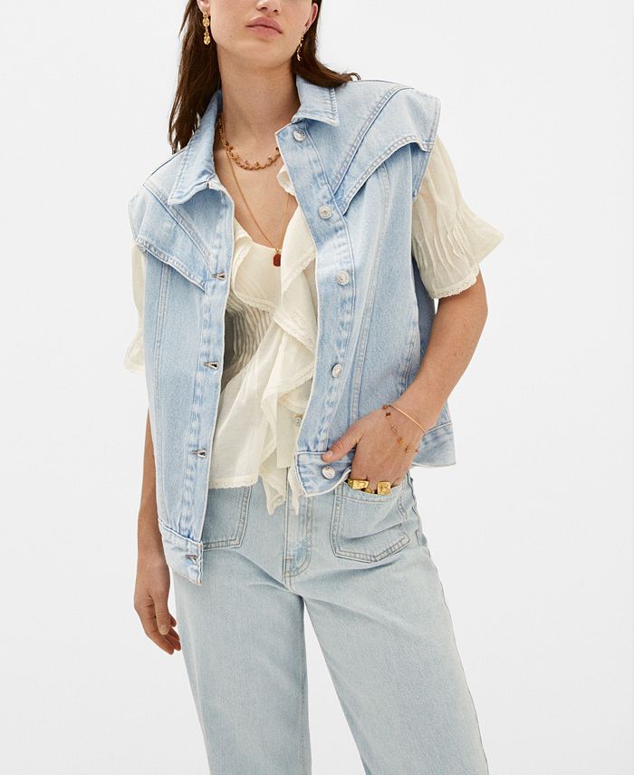 Macy's denim vest clearance