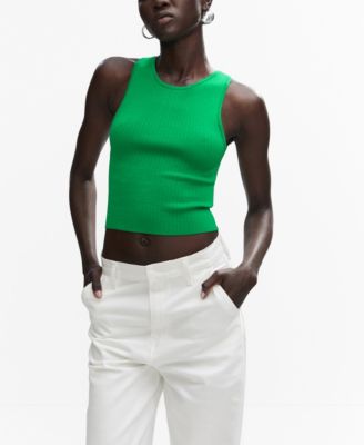 MANGO Women's Zip Detail Ribbed Knit Top - Macy's