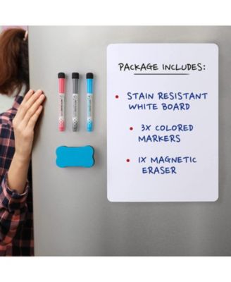 Mini Magnetic Whiteboard Sheet with 3 Colored Markers and Eraser
