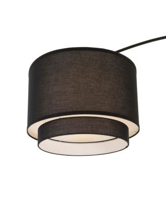 Modern 81" Tall Standing Adjustable Arched Floor Lamp with Double Drum Shade and Marble Base