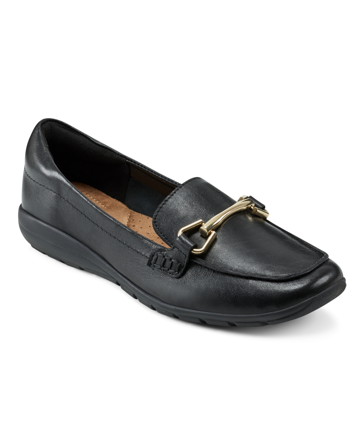 Easy Spirit Women's Eflex Amalie Square Toe Casual Slip-on Flat Loafers In Navy Leather