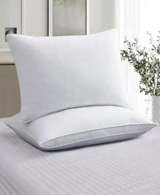 Unikome 2 Pack 100 Cotton Medium Soft Down Feather Gusseted Bed Pillows Collection In White