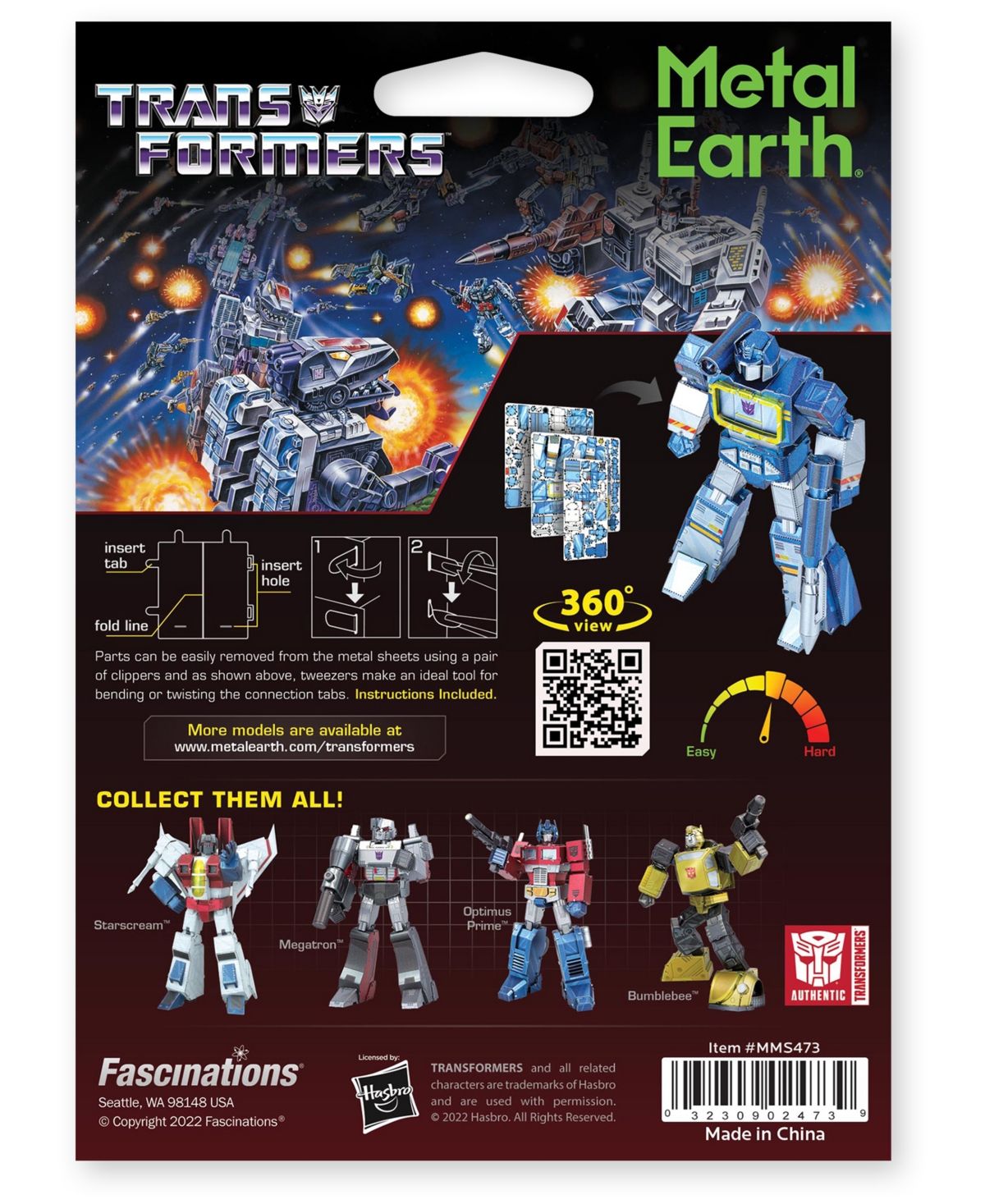 University Games Fascinations Metal Earth 3d Metal Model Kit Transformers Color Soundwave In No Color