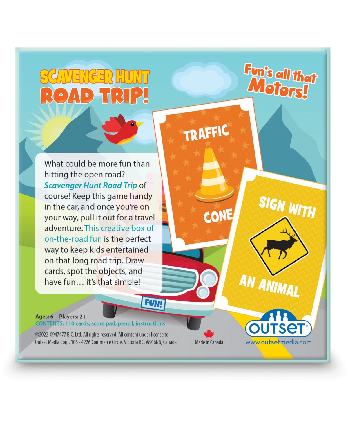University Games Outset Media Scavenger Hunt Road Trip Travel Game In No Color