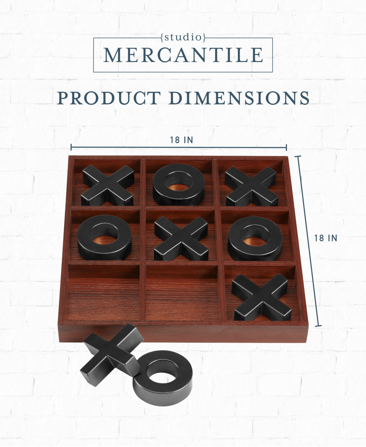 Shop Studio Mercantile Premium Solid Wood Tic Tac Toe Board Game In Light,pastel Brown