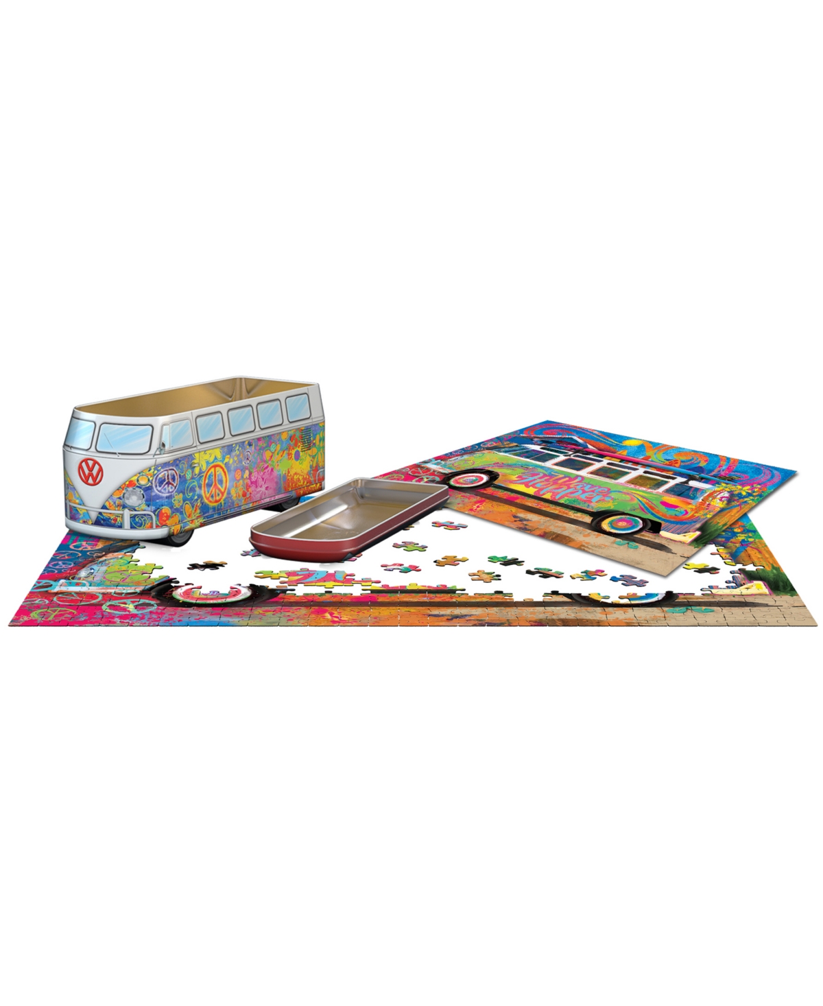 University Games Incorporated Volkswagen Wave Hopper Collectible Bus-shaped Tin Puzzle, 550 Pieces In No Color