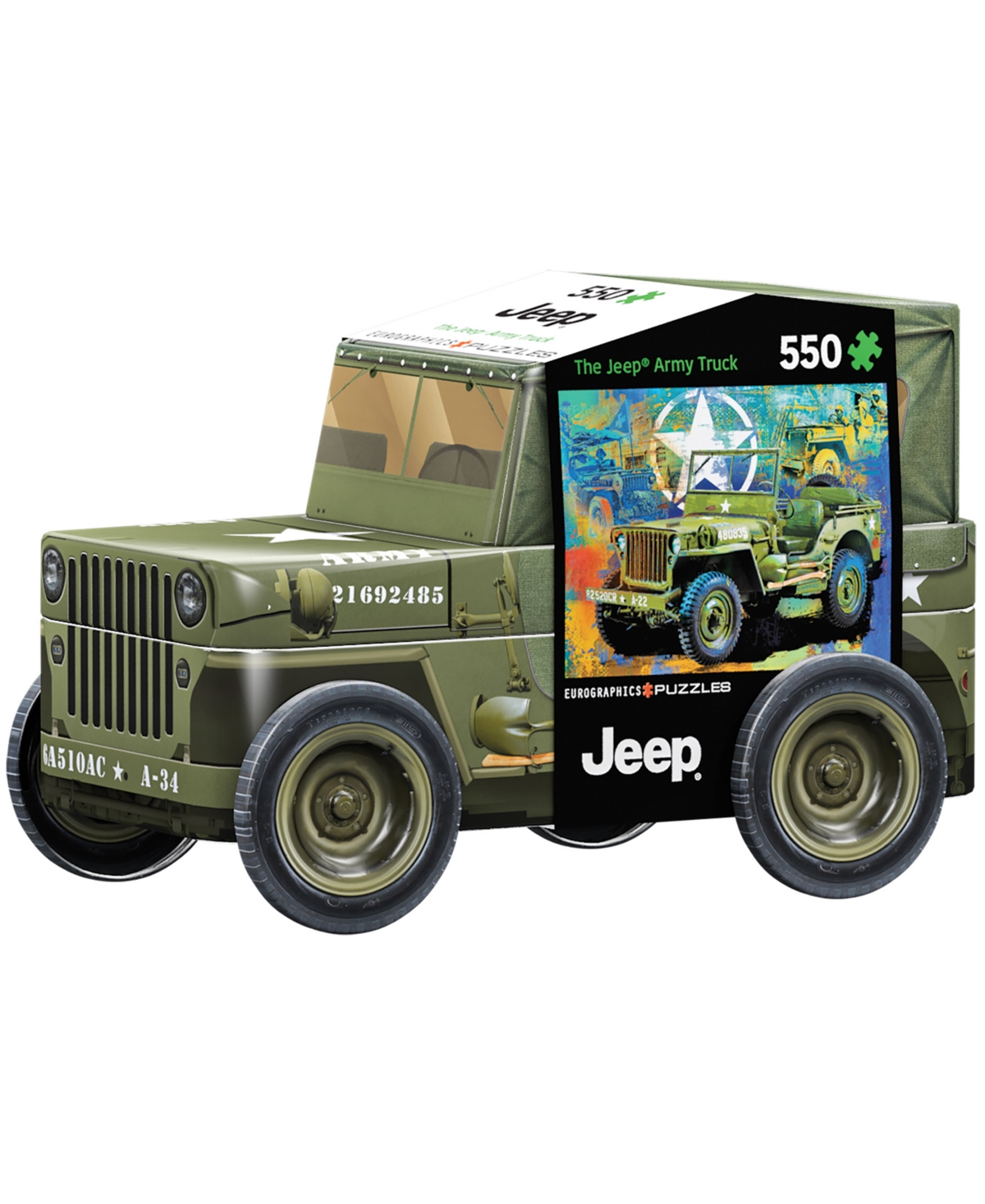 Shop University Games Eurographics Incorporated The Jeep Army Truck Collectible Shaped Tin Puzzle, 550 Pieces In No Color