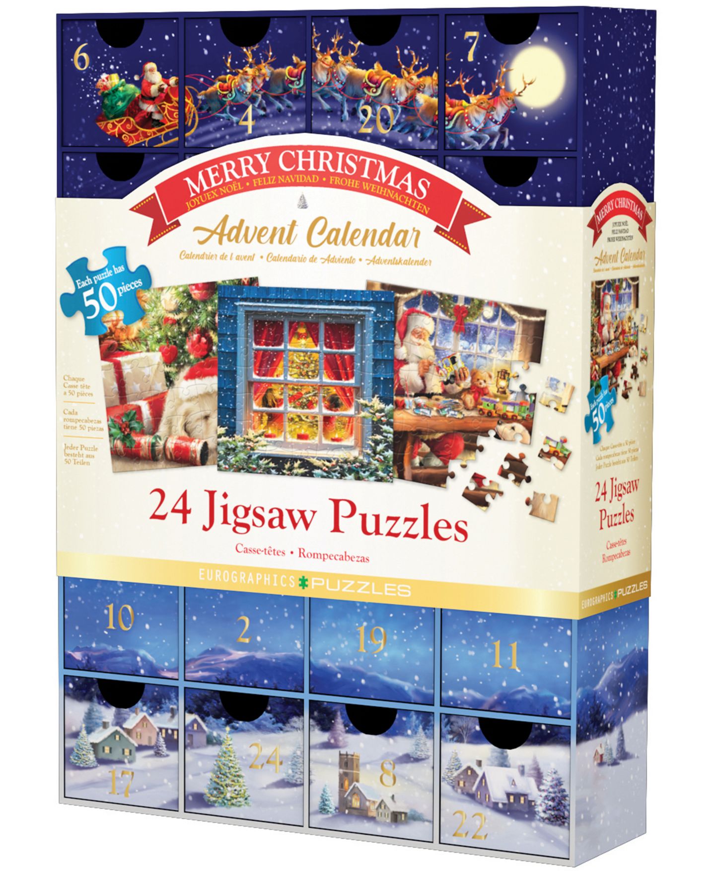 Детская игрушка Eurographics Merry Christmas 24 50-Piece Jigsaw Puzzles Advent Calendar, Ages 4+ — фото 1