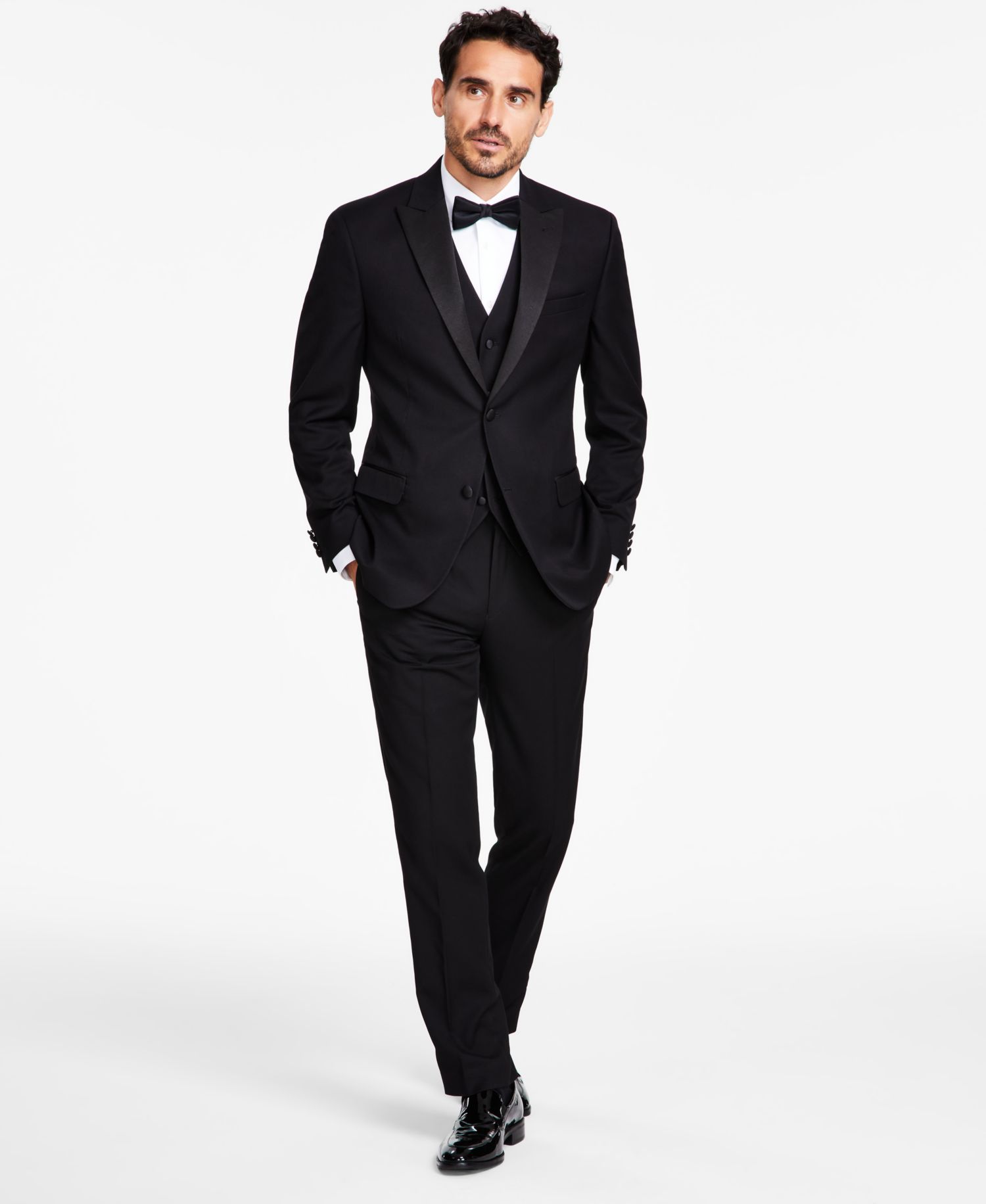 Men's Slim-Fit Stretch Black Tuxedo Pants