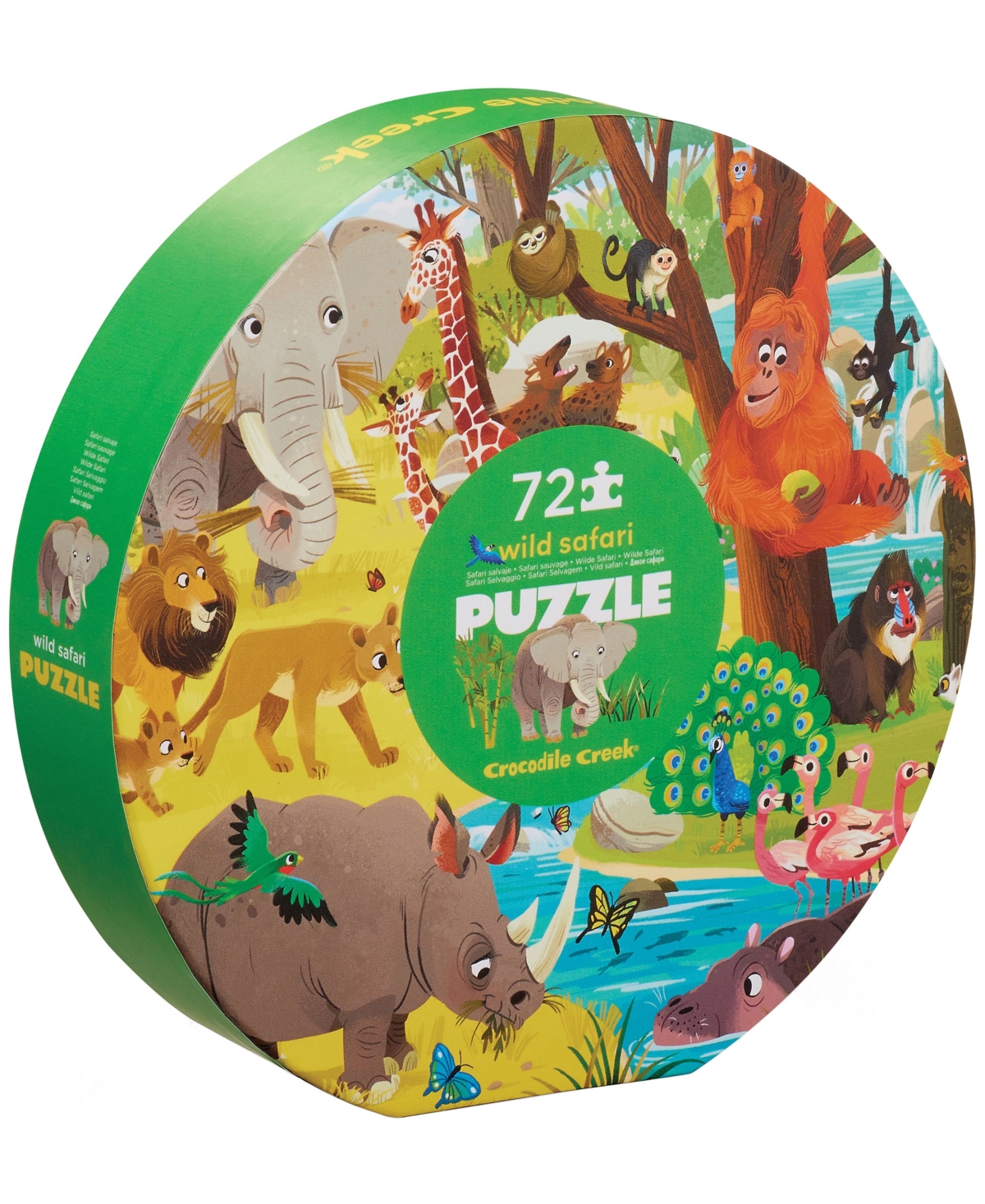 University Games Crocodile Creek Wild Safari Round Box Puzzle, 72 Pieces In No Color