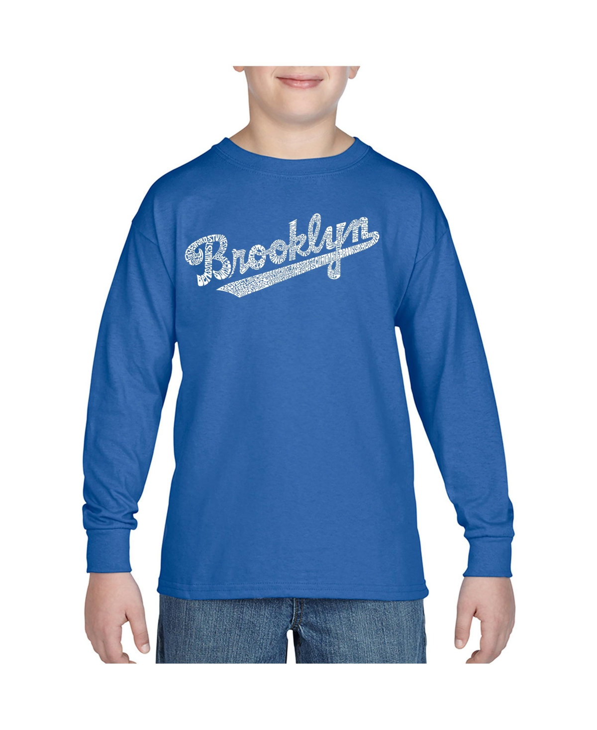 Big Boy's Word Art Long Sleeve T-shirt - Brooklyn Neighborhoods