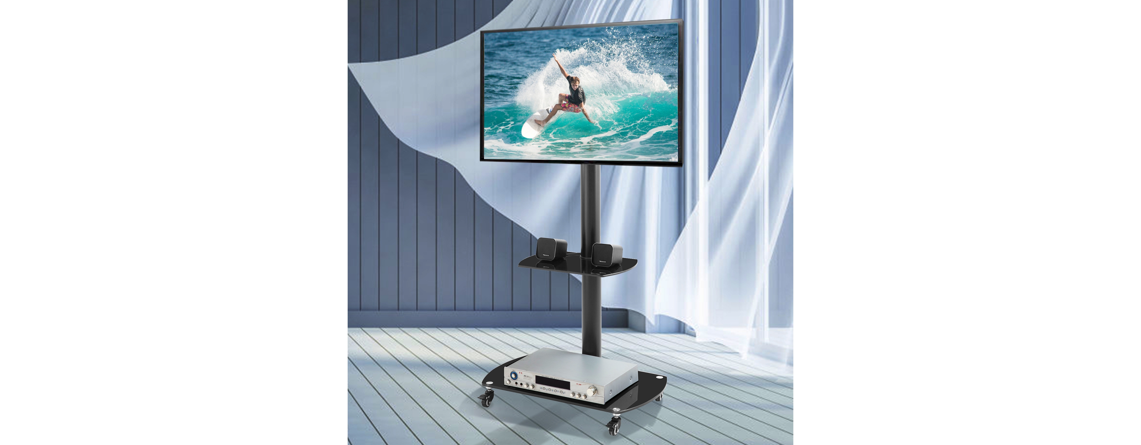 Streamdale Furniture Height And Angle Adjustable Multi-Function Tempered Glass Metal Frame Floor, Lockable