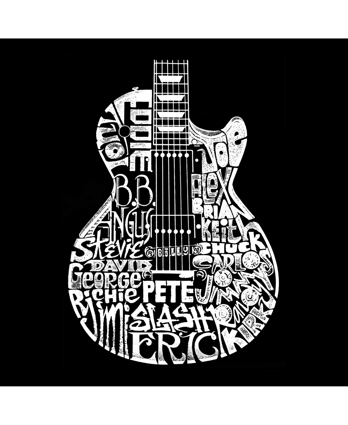 Big Girl's Word Art T-shirt - Rock Guitar Head