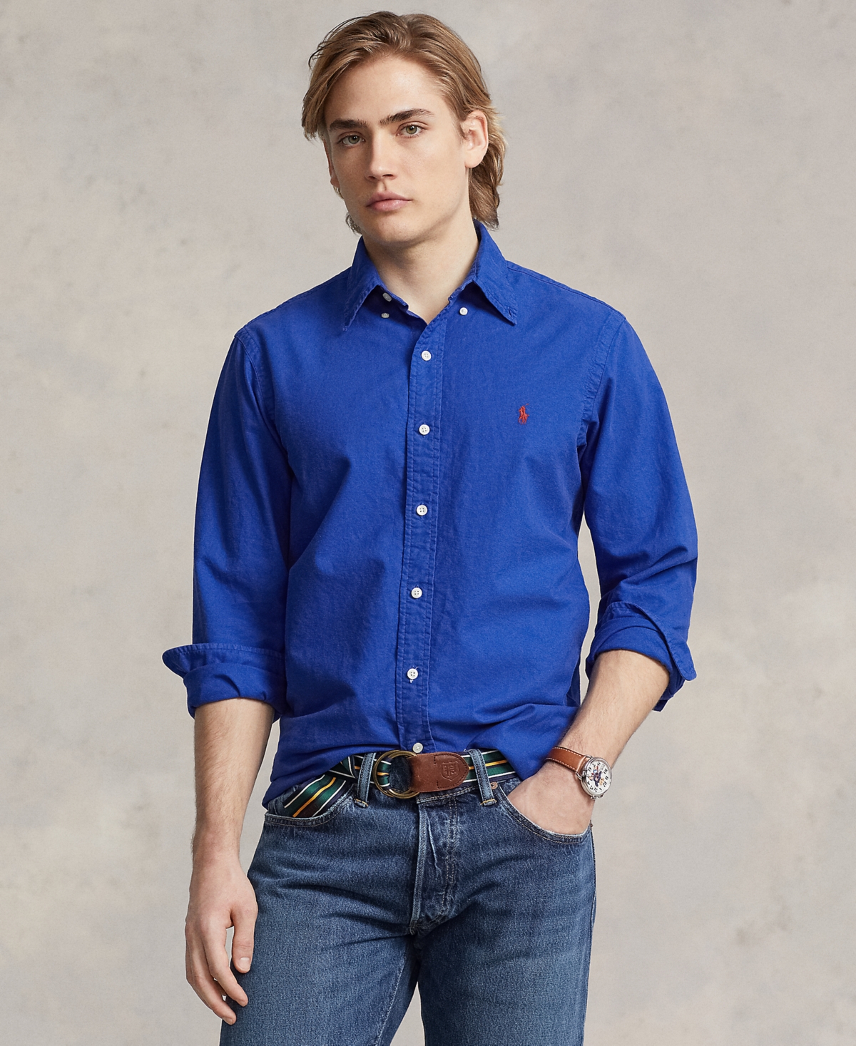 Polo Ralph Lauren Garment-dyed Oxford Shirt In New Sapphire